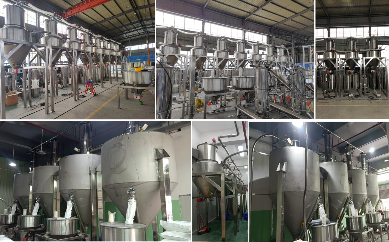 Effectiveness data of the One-drag-eight powder supply system in a food factory